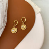 Moon and Star Earrings, Gold Moon Star Circle Charm Earrings, Celestial Huggie Hoop Earrings